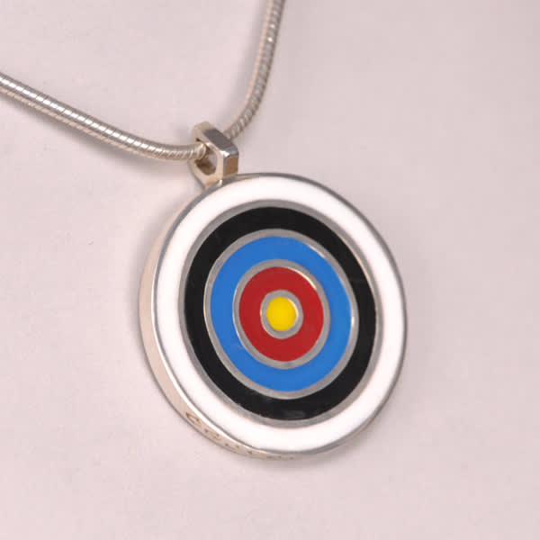 Custom Silver Archery Pendant multi color real enamel, chain