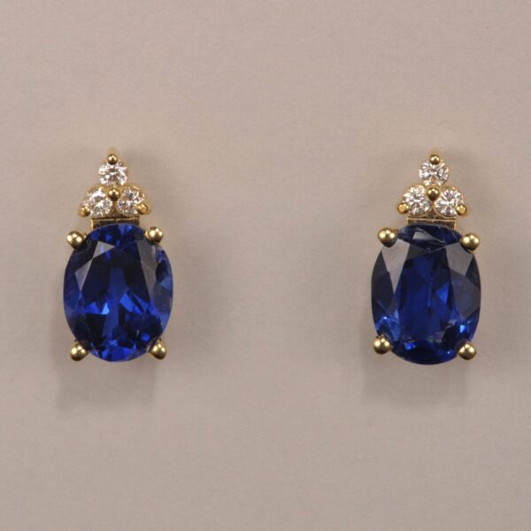 Kyanite (rare) and Diamond Earrings, cobalt blue color