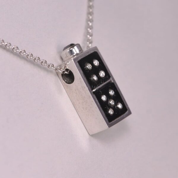 Diamond domino pendant, diamond dice pendant, new with chain