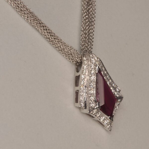 Tourmaline pendant, natural rubelite (red) tourmaline, rare