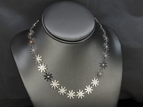 All diamond snowflake, geometric star necklace