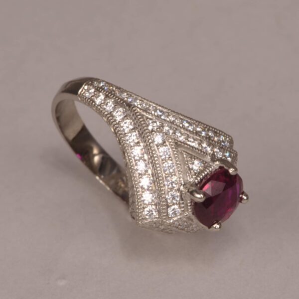 Very Fine Ruby and diamond ring, bold modern design