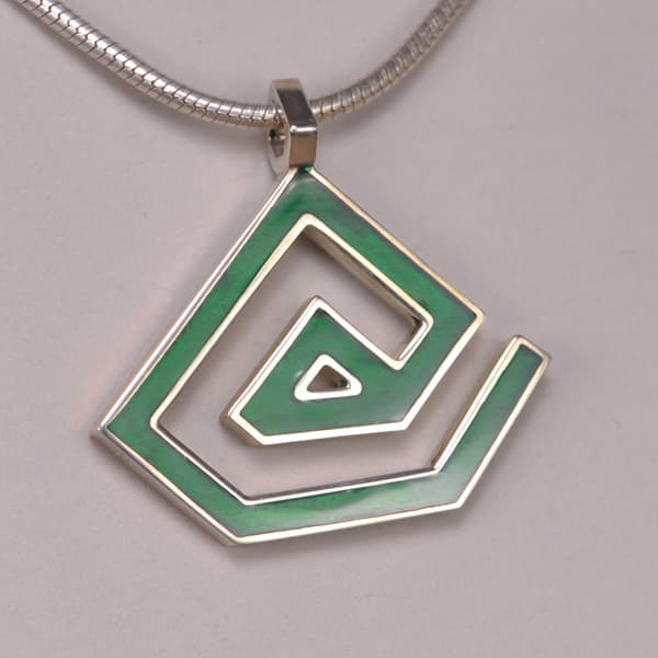 Enameled Sterling Silver ''At'' Symbol Pendant, Cajuel geometric @ design