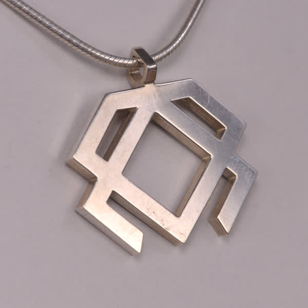 Sterling silver abstract geometric pendant with chain, Casil by Cajuel original