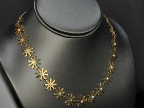 Diamond snowflake necklace, neck piece, starflake solid gold