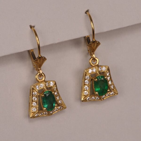 Emerald and diamond earrings, real cute and brand new