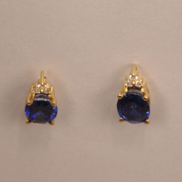 Kyanite (rare) and Diamond Earrings, cobalt blue color