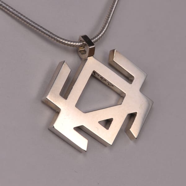 Sterling silver abstract geometric pendant with chain, Casil by Cajuel original