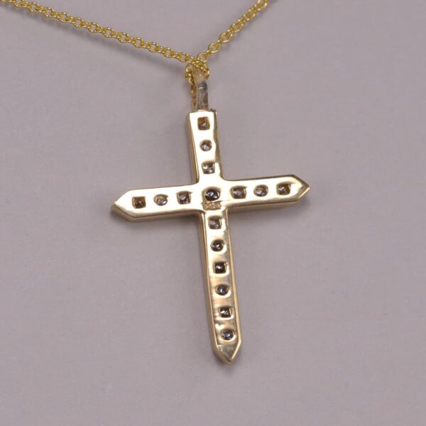 cool diamond cross, unique sandblast finish with gold chain