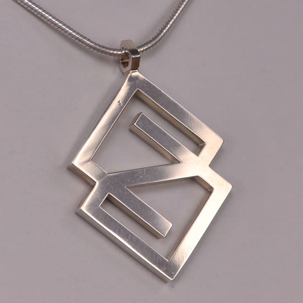 Sterling silver abstract geometric pendant with chain, Casil by Cajuel original