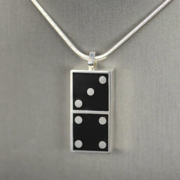 Domino pendant, solid silver and enamel 3 - 4, three - four