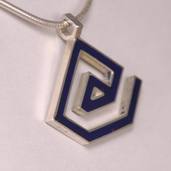 Enameled Sterling Silver ''At'' Symbol Pendant, Cajuel geometric @ design