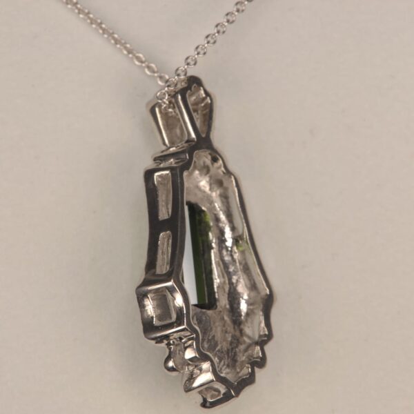 Tourmaline and diamond pendant, Cajuel deco style, mint cond