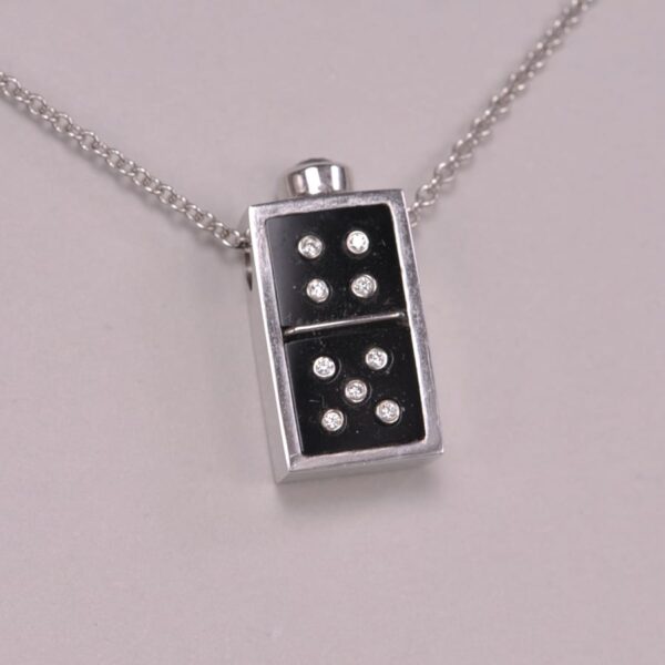 Diamond domino pendant, diamond dice pendant, new with chain