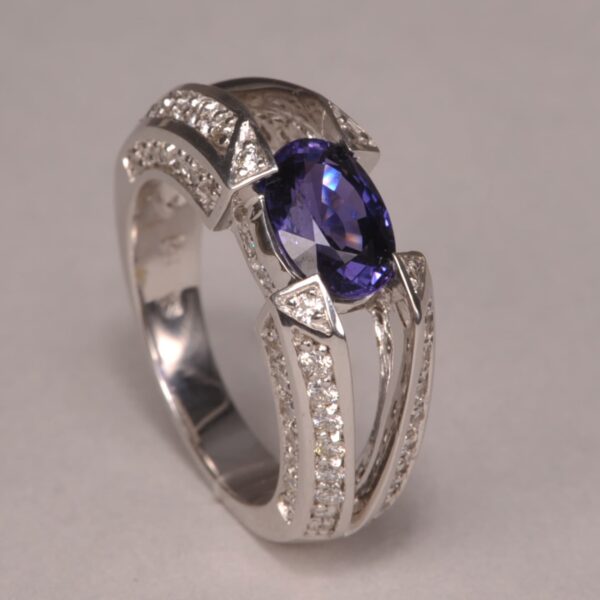 Purple sapphire and diamond ring, natural sapphire, one of a kind ring