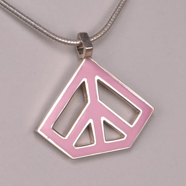 Enameled Sterling Silver Peace Sign Pendant, Cajuel geometric design