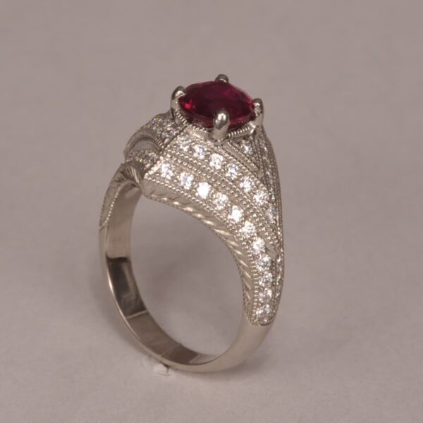 Very Fine Ruby and diamond ring, bold modern design