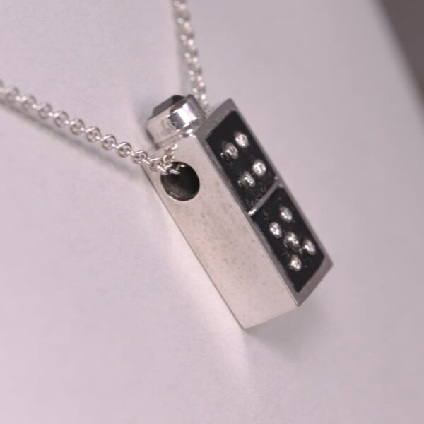 Diamond domino pendant, diamond dice pendant, new with chain