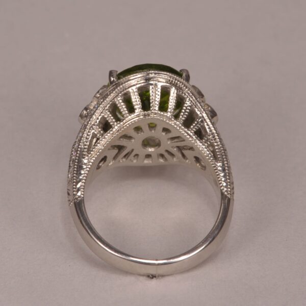 Impressive natural peridot and diamond ring