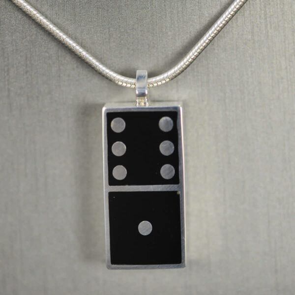 Domino pendant, solid silver and enamel 1 - 6, one - six