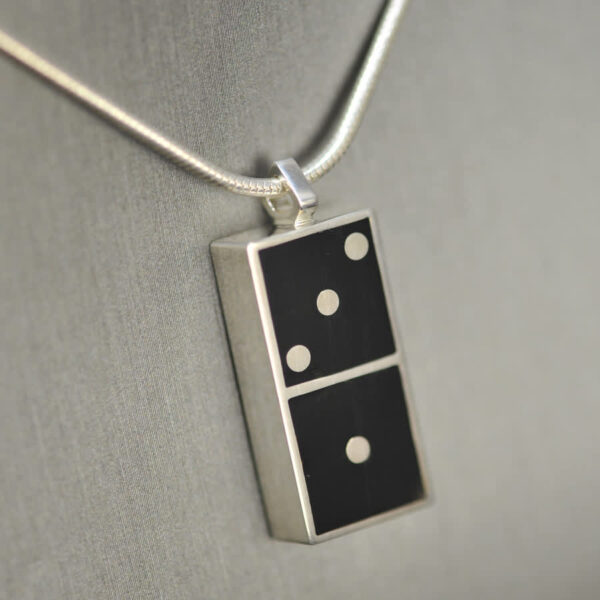 Domino pendant, solid silver and enamel 1 - 3, one three