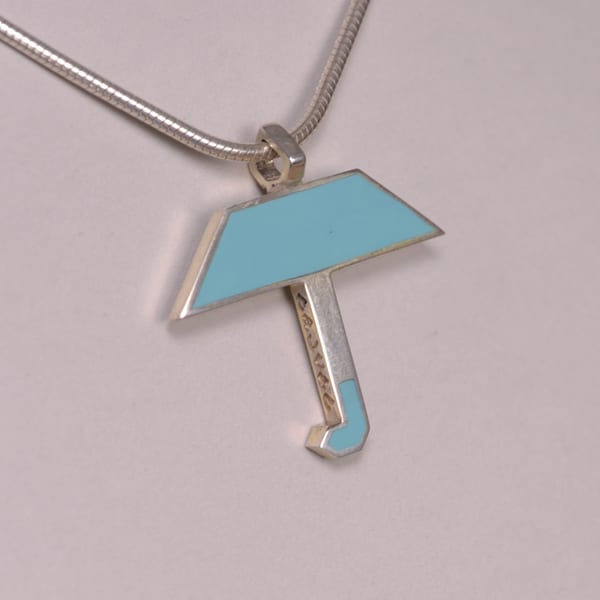 Enameled Sterling Silver Iconic Umbrella Pendant, Cajuel geometric design