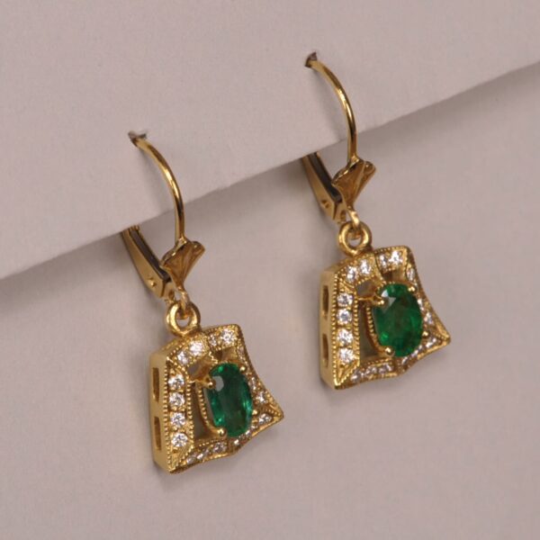 Emerald and diamond earrings, real cute and brand new