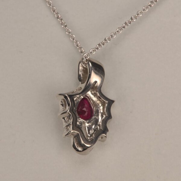 Graceful natural ruby and diamond pendant with chain, mint, new