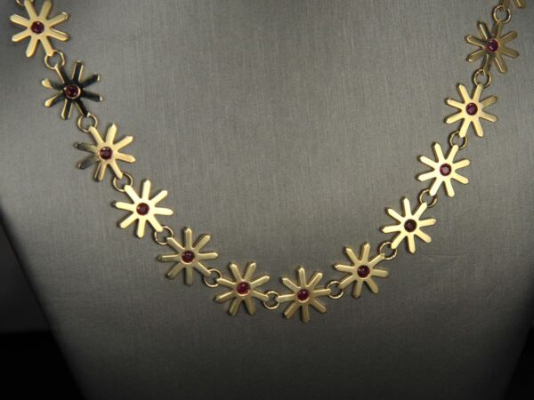 Natural ruby snowflake, star necklace, neckpiece