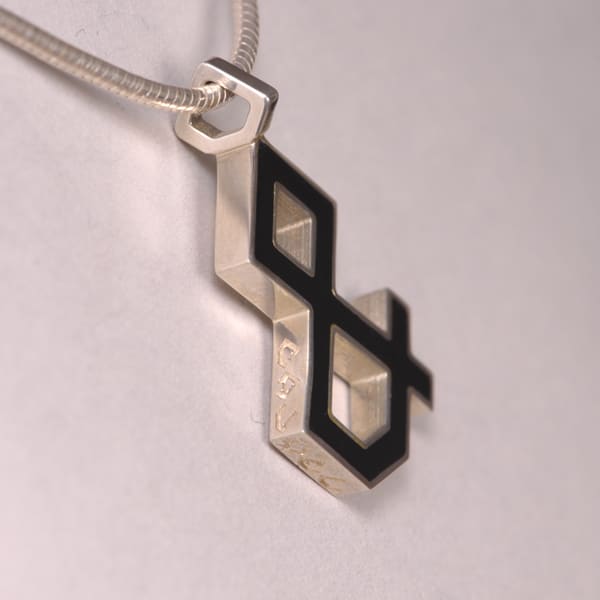 Enameled Sterling Silver ''And'' Symbol Pendant, Cajuel geometric design