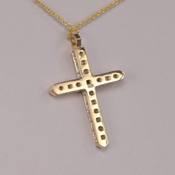 14k gold modern geometric diamond cross, crucifix