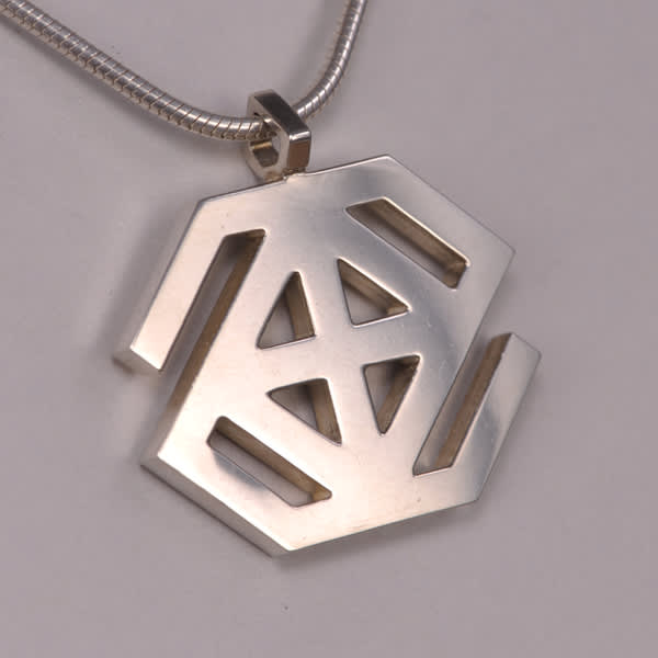 Sterling silver abstract geometric pendant with chain, Casil by Cajuel original