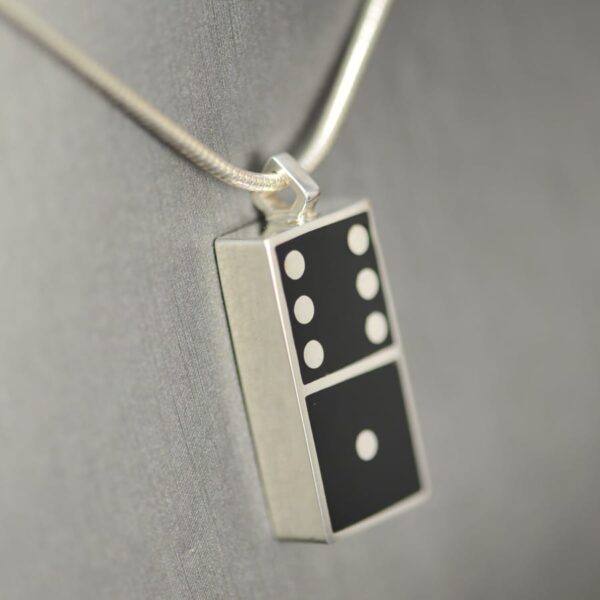 Domino pendant, solid silver and enamel 1 - 6, one - six