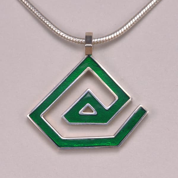 Enameled Sterling Silver ''At'' Symbol Pendant, Cajuel geometric @ design