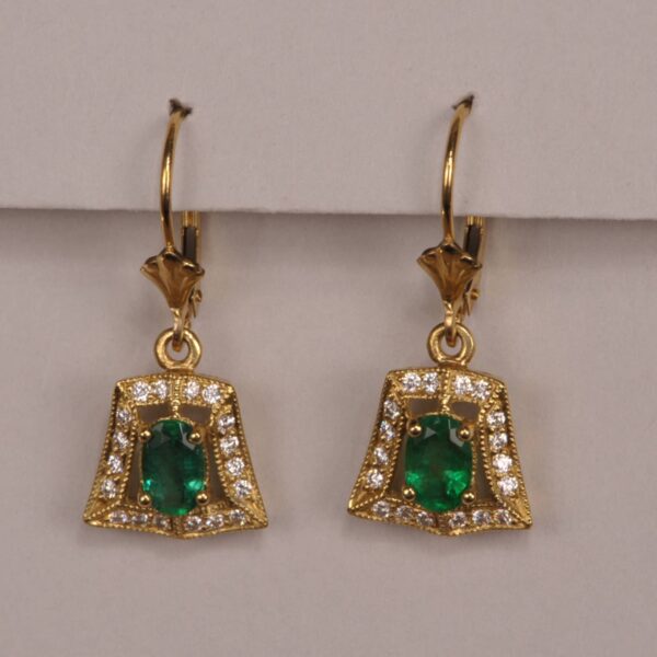 Emerald and diamond earrings, real cute and brand new