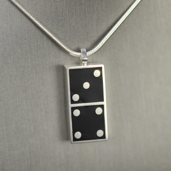 Domino pendant, solid silver and enamel 3 - 4, three - four