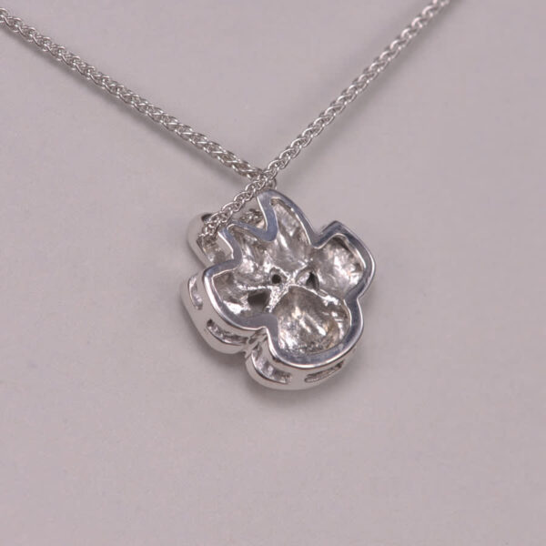 14k white gold cat paw pendant with chain