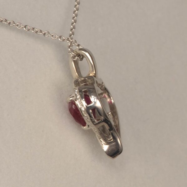 Heart shaped ruby and diamond pendant, necklace, fine red ruby