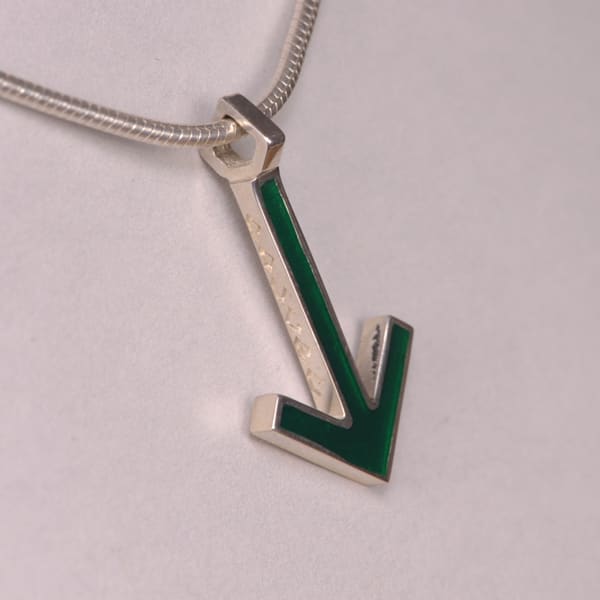 Enameled Sterling Silver Iconic Arrow Pendant, Cajuel geometric design