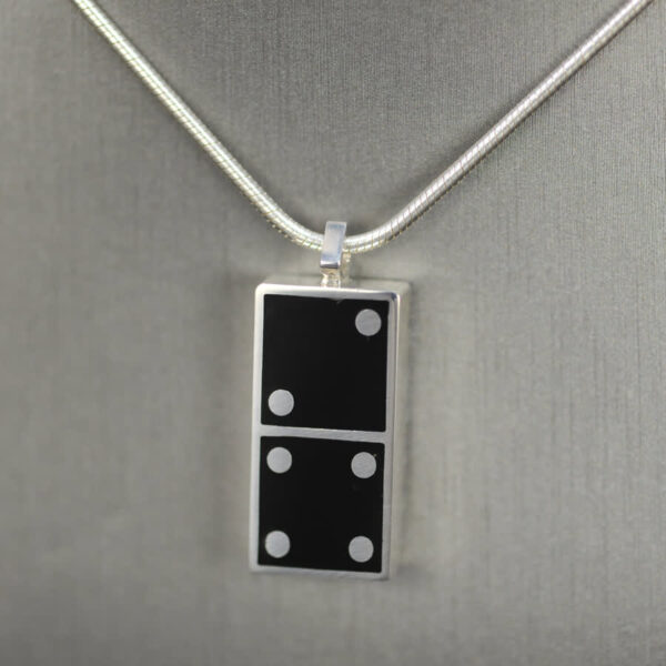 Domino pendant, solid silver and enamel 2 - 4, two - four