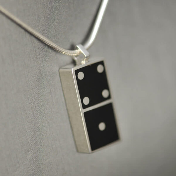 Domino pendant, solid silver and enamel 1 - 4, one four