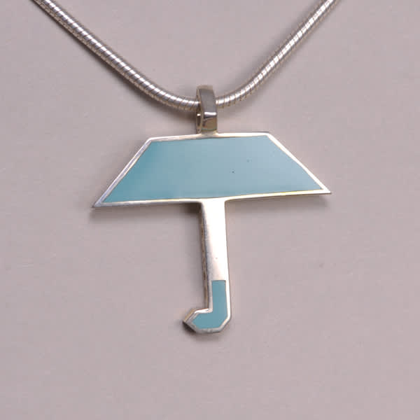 Enameled Sterling Silver Iconic Umbrella Pendant, Cajuel geometric design