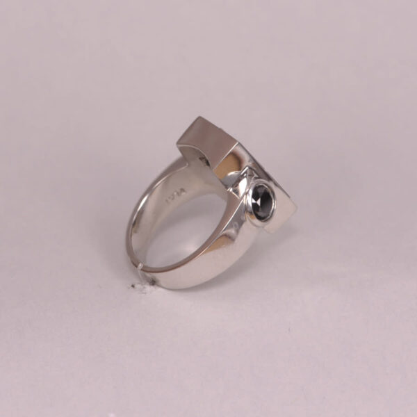 Diamond domino ring, dice ring, solid platinum and diamond ring