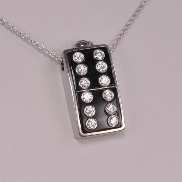 Platinum and diamond dice pendant, diamond domino pendant