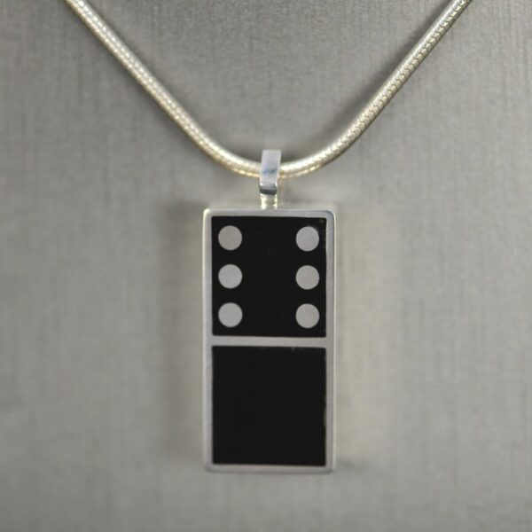 Domino pendant, solid silver and enamel 0 - 6, blank six