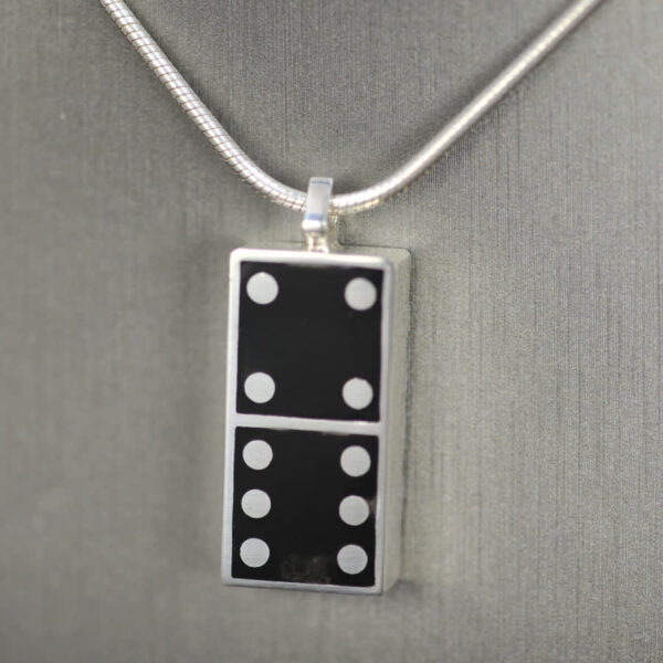 Domino pendant, solid silver and enamel 4 - 6, four - six