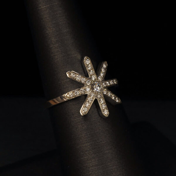 Diamond starflake, snowflake diamond ring, authentic Cajuel