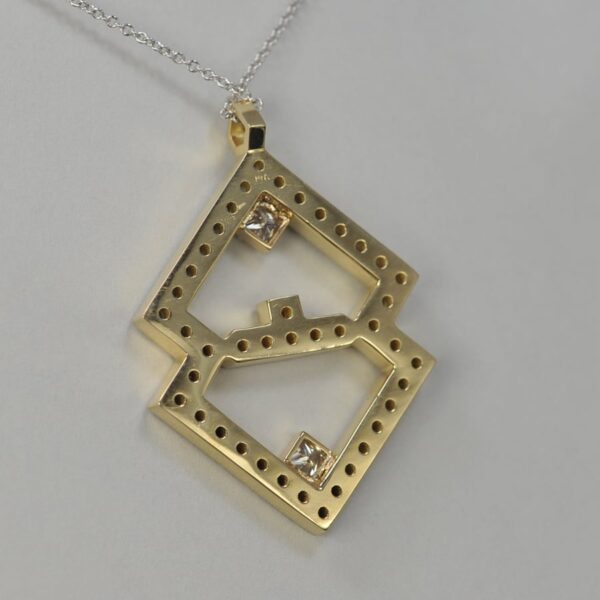 14k yellow gold geometric ''Yellow Submarine'' gemstone pendant with chain