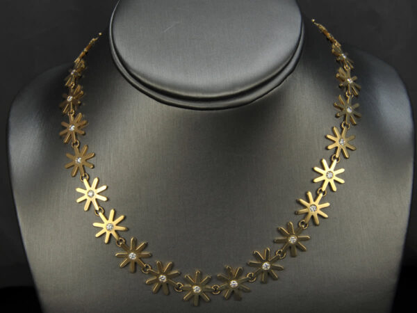 Diamond snowflake necklace, neck piece, starflake solid gold