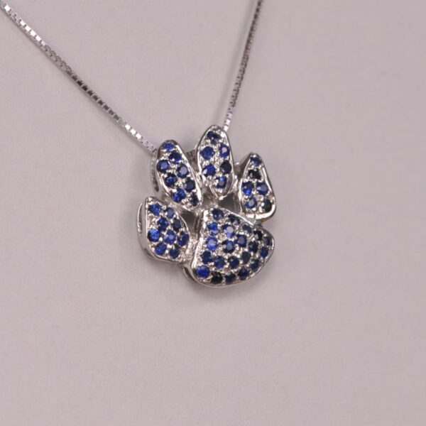 14k blue sapphire cat paw pendant / cub paw pendant